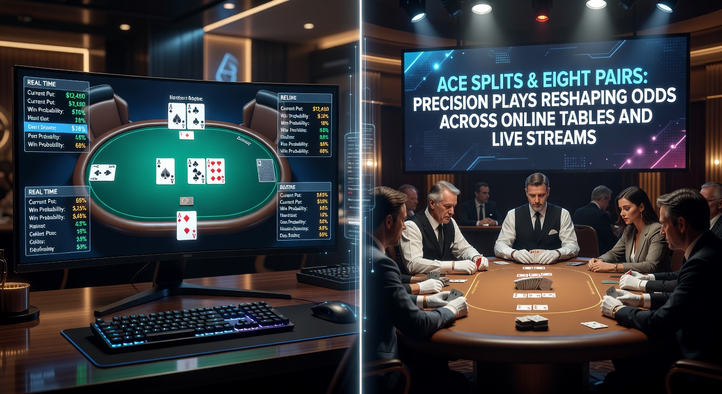 Player at a live blackjack stream splitting a pair of eights against a dealer showing a 6, with side bets active and chat overlay buzzing with strategy tips