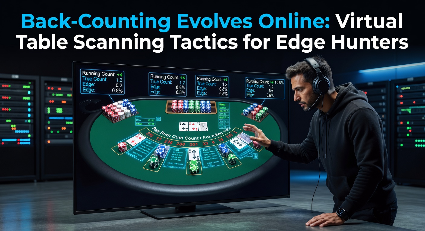 Digital screens displaying multiple live dealer blackjack tables with card counting overlays highlighting high-count opportunities