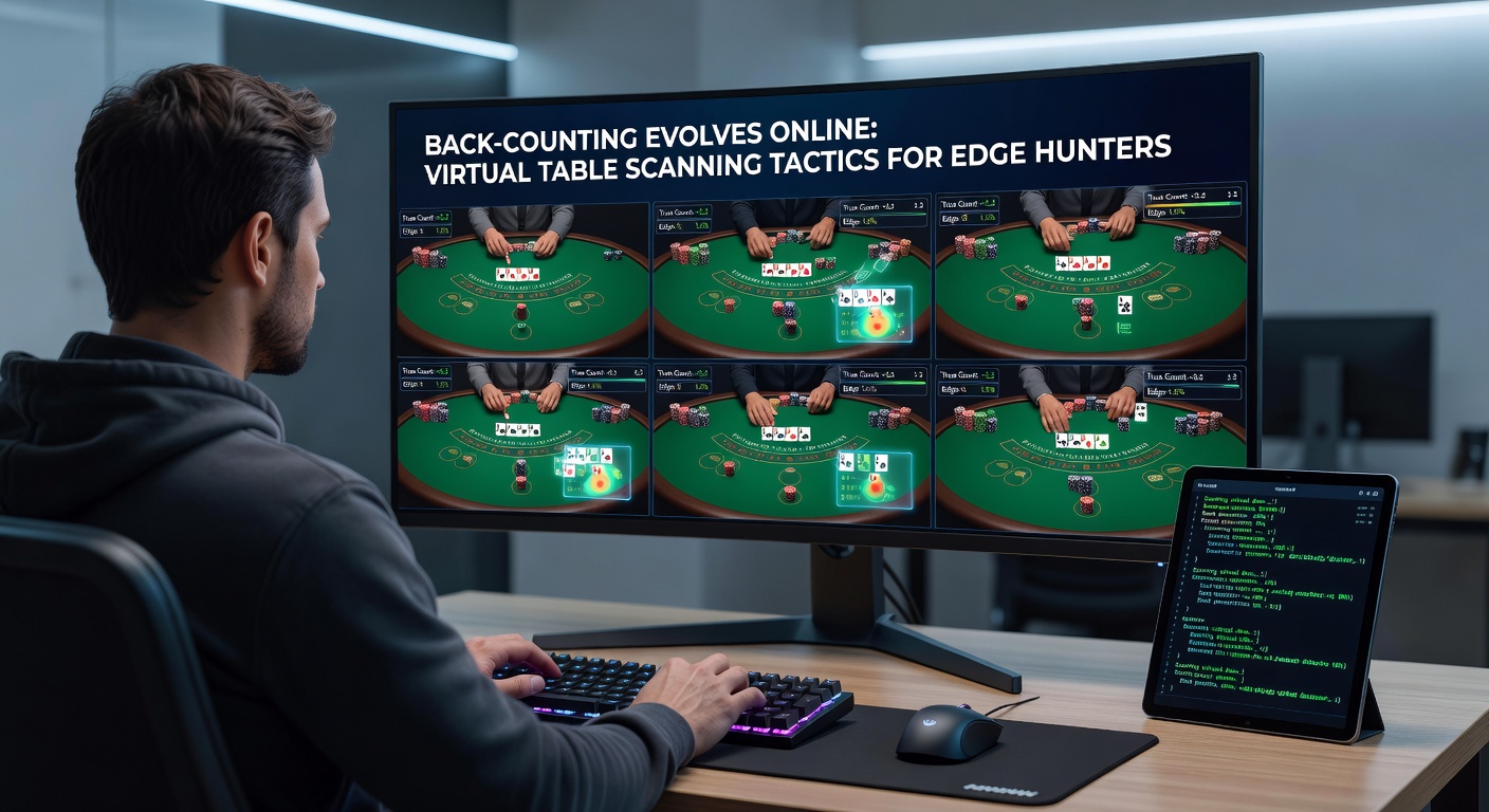 Screenshot of a multi-table dashboard used by advantage players to scan live dealer blackjack for positive counts