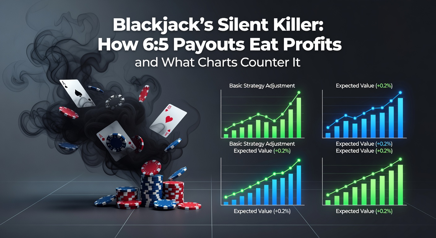 Visual comparison of 3:2 versus 6:5 blackjack payout tables showing diminished player returns on blackjacks