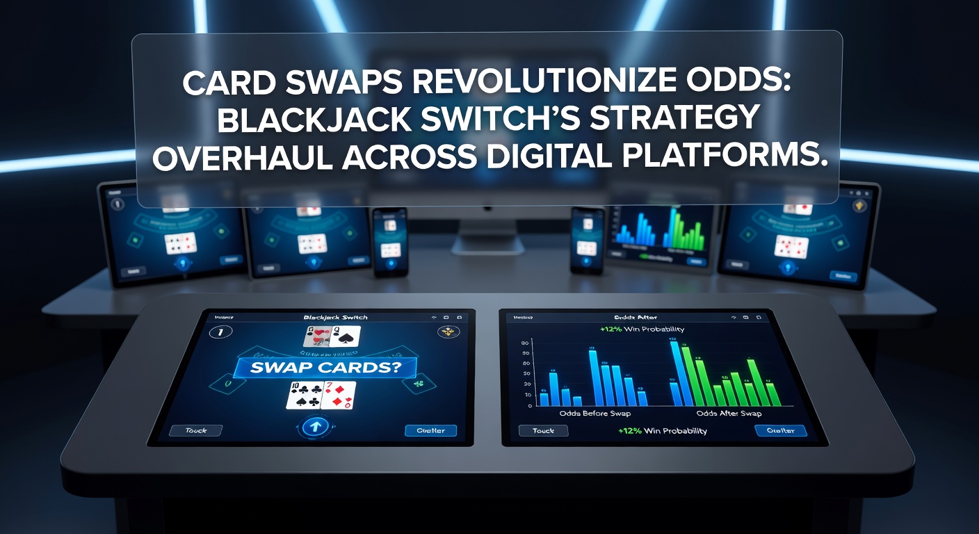 Close-up of strategy chart for Blackjack Switch on a tablet screen, illustrating swap decisions and hand totals versus dealer upcards
