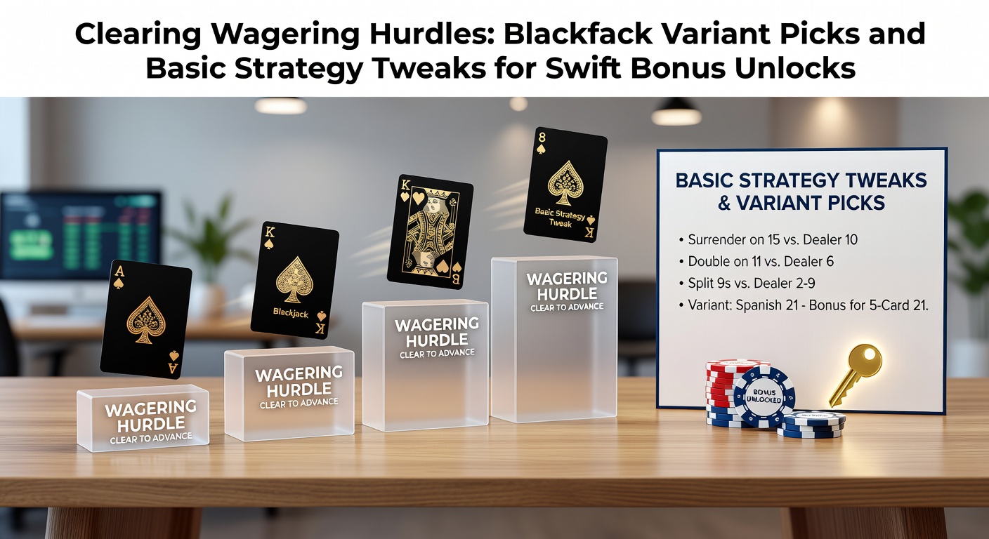 Digital blackjack interface showing bonus progress bar alongside variant selection menu, highlighting wagering requirements in real-time play