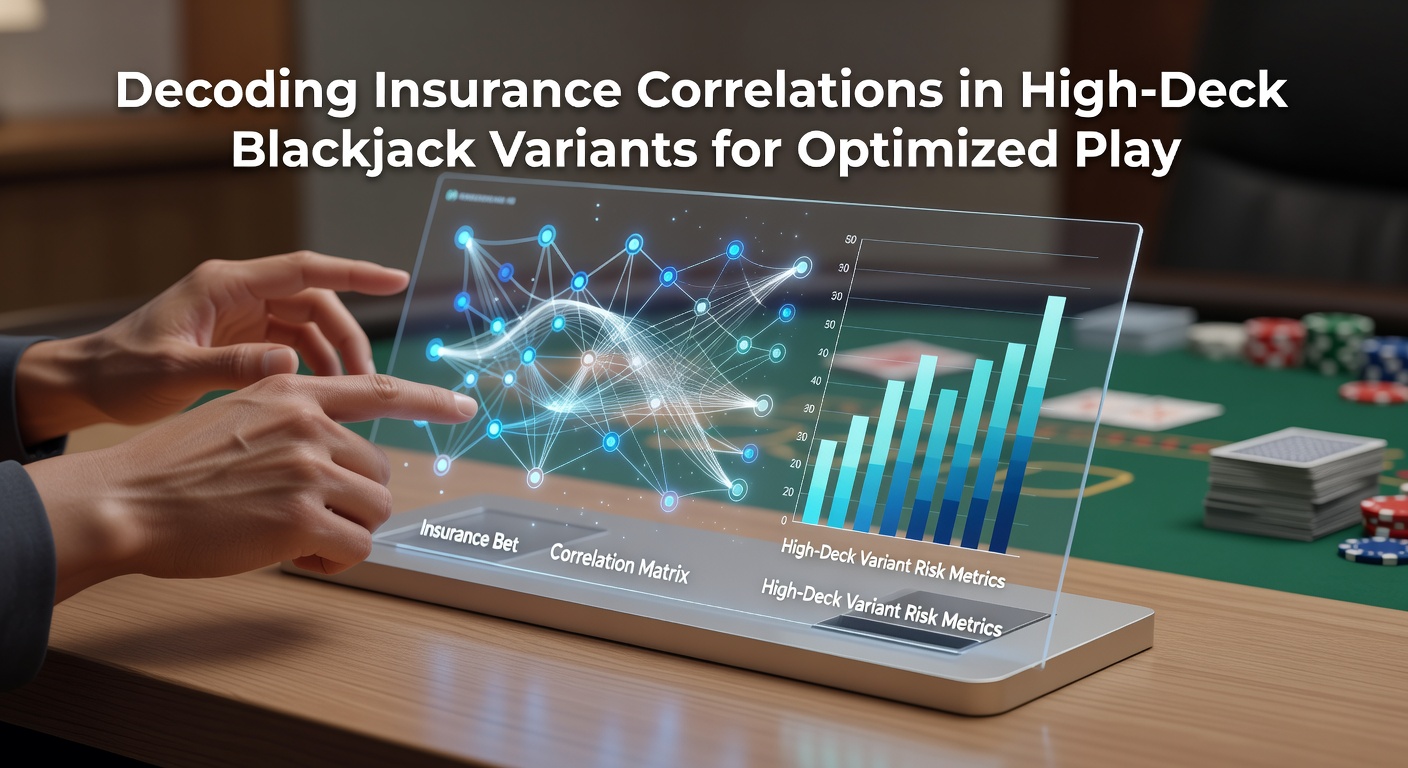 Player reviewing insurance correlation chart during live multi-deck blackjack session