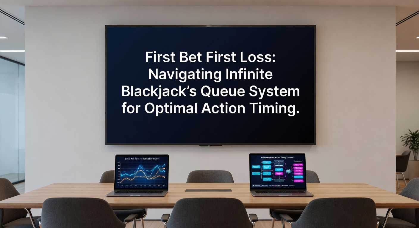 Screenshot of an Infinite Blackjack table showing multiple player bets queued for action, with dealer hand visible and queue indicator highlighted