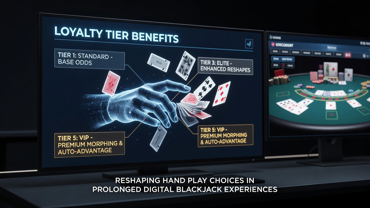 Player dashboard showing tier benefits applied to specific blackjack hand decisions in real time