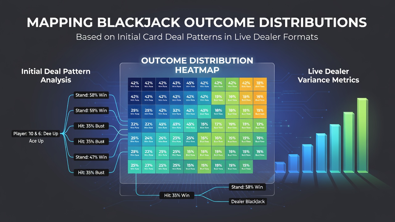 Blackjack table layout showing initial card deals in a live dealer studio with multiple player positions