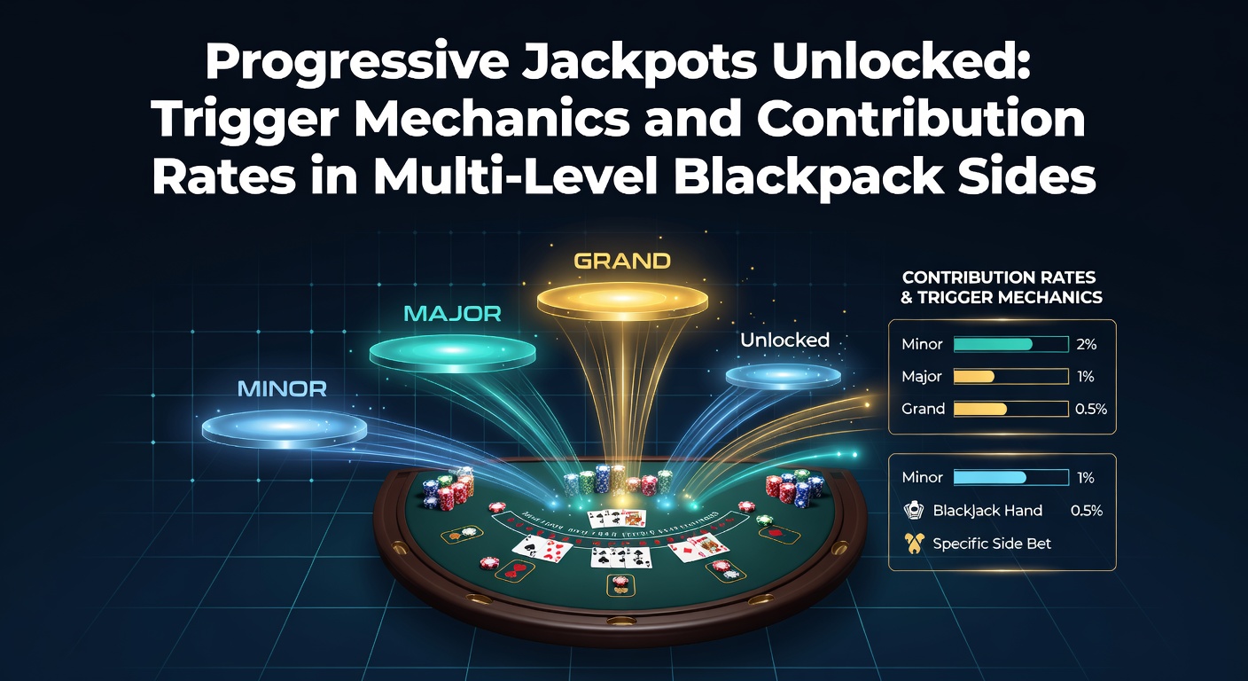 Digital display showing multi-level progressive jackpot tiers climbing in a blackjack side bet interface, with glowing counters for mini, minor, major, and grand prizes
