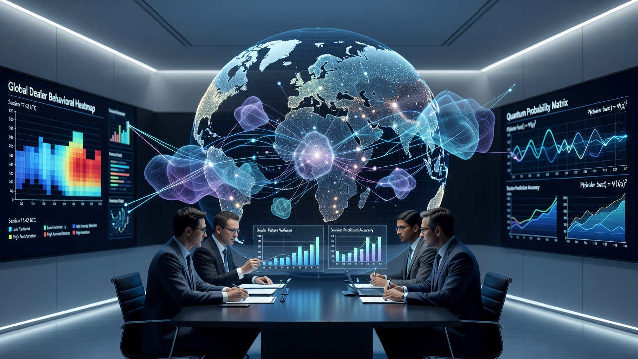 Global blackjack network data flows feeding quantum-inspired pattern analysis