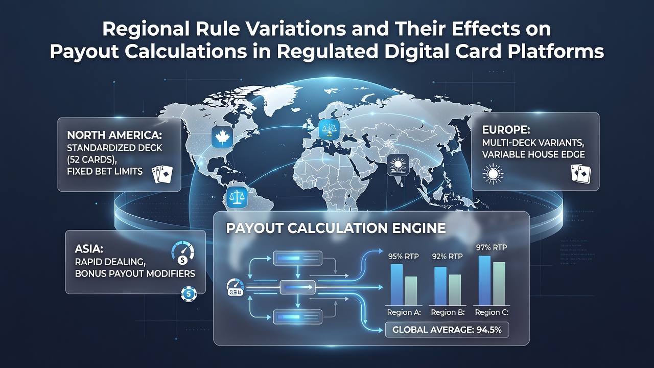 Digital card platform interface showing regional rule settings and payout tables