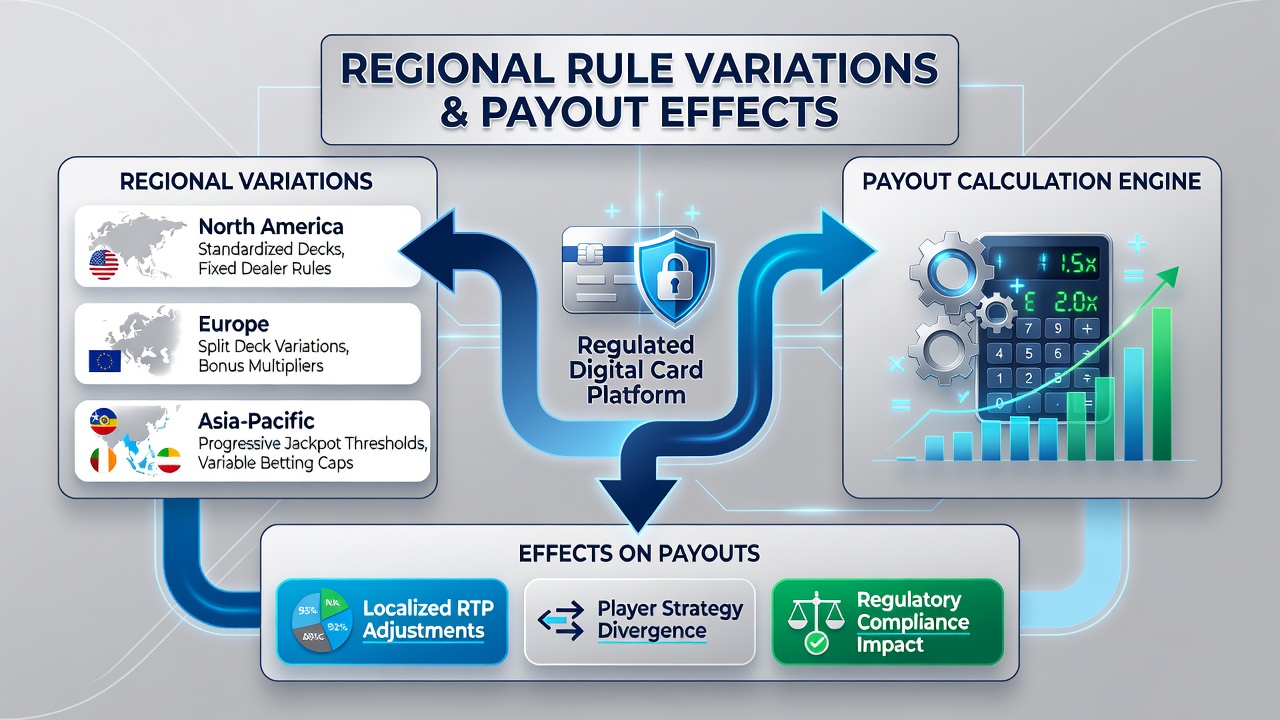 Comparison chart of payout percentages across European, North American, and Asia-Pacific digital card platforms