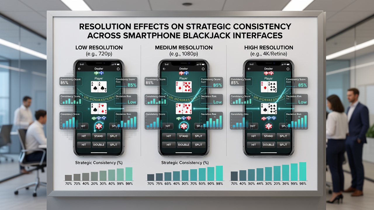 Close-up comparison of blackjack app controls at high versus low smartphone resolutions