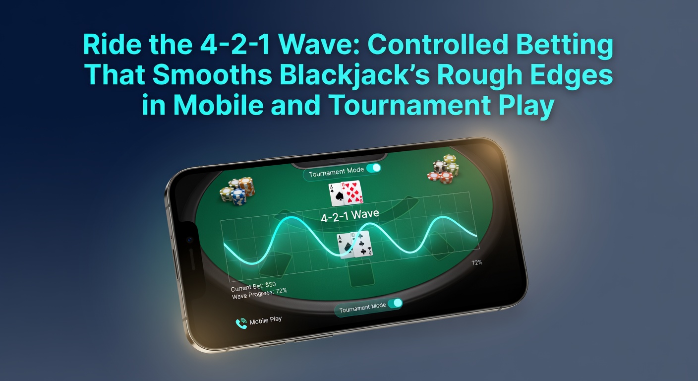 Tournament player at a mobile blackjack setup adjusting 4-2-1 bets on a leaderboard screen