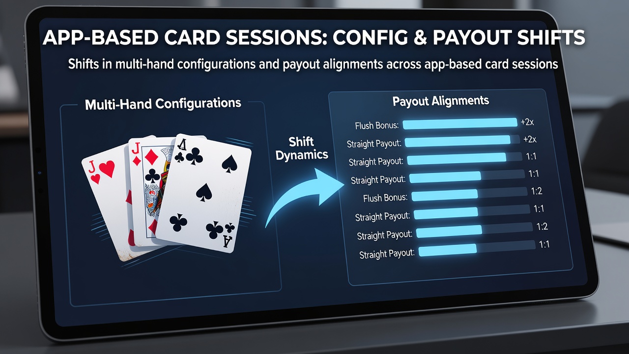 Mobile app interface displaying multiple blackjack hands with aligned payout indicators on a digital table