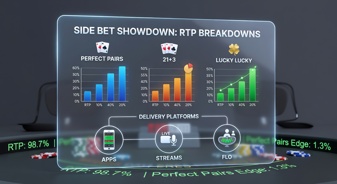 Side-by-side RTP comparison charts for Perfect Pairs, 21+3, and Lucky Lucky across mobile apps, live streams, and casino floors