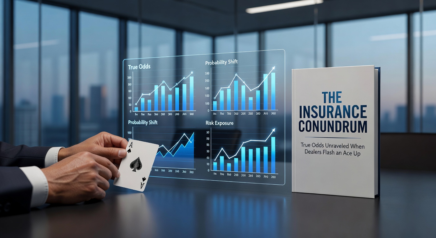 Close-up of a blackjack insurance betting area on a casino table layout, highlighting the wager spot amid tense gameplay