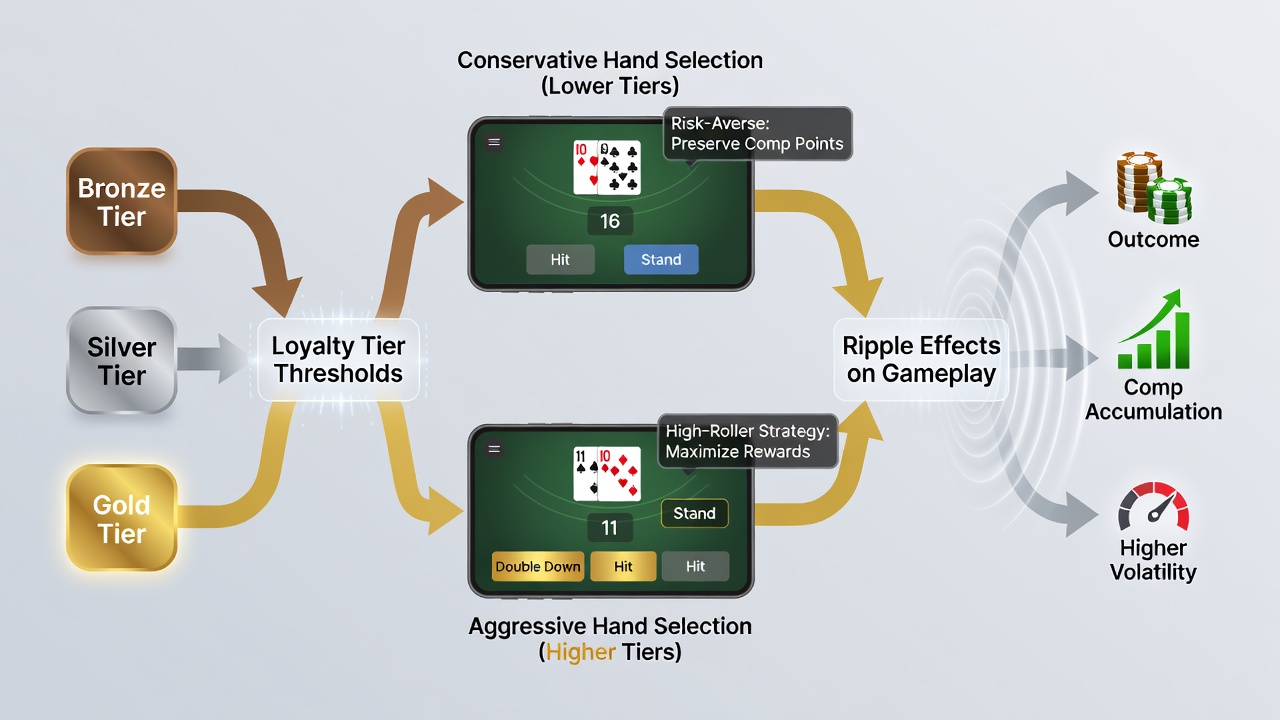 Analytics dashboard displaying changes in player hand selection near loyalty thresholds